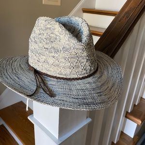 Anthropologie Blue  Diamondback Woven Rancher Hat